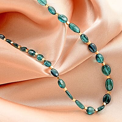 Certified & Appraised Iliana 18K Yellow Gold AAA Monte Belo Indicolite Beaded Graduation Necklace 18-20 Inches 42.00 ctw