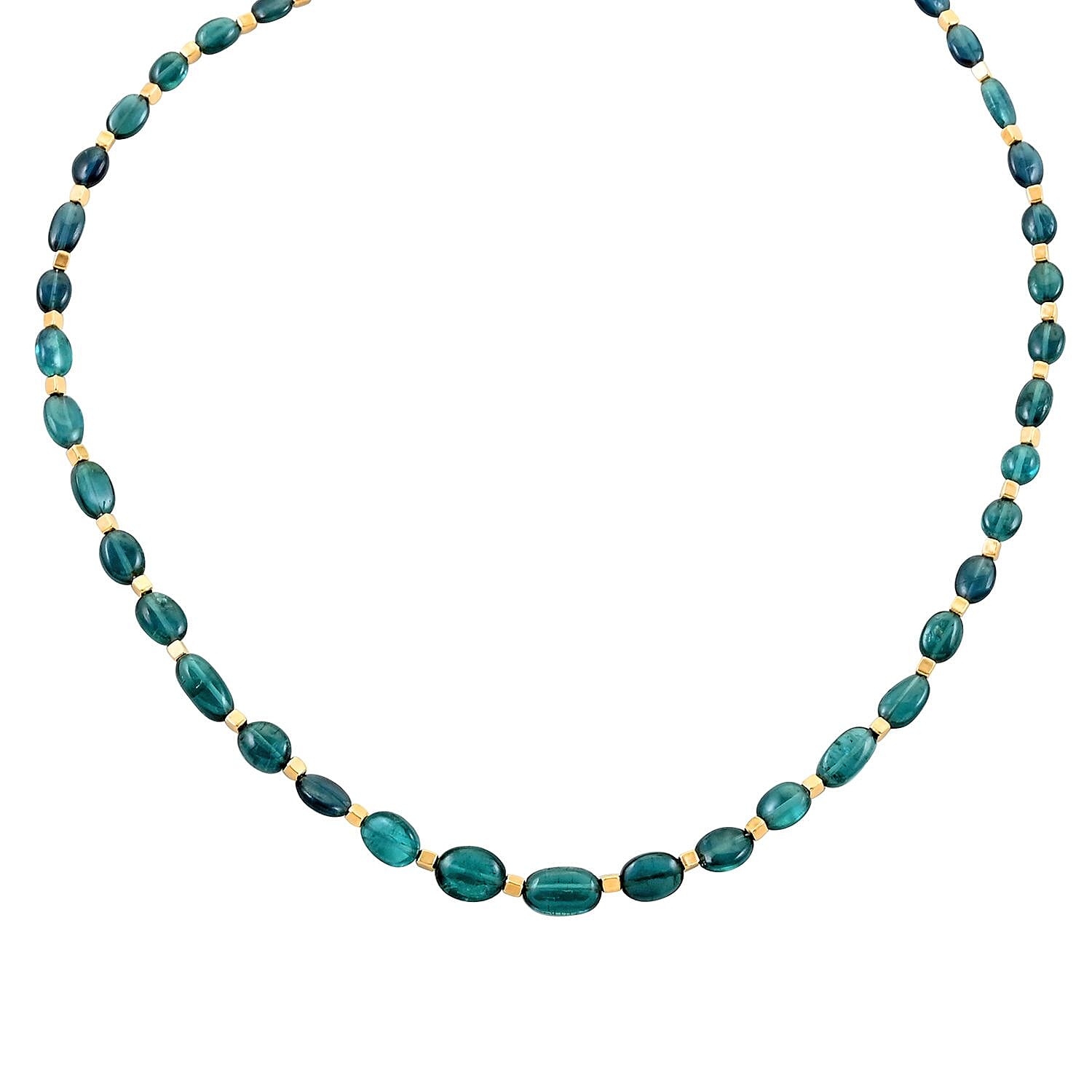 Certified & Appraised Iliana 18K Yellow Gold AAA Monte Belo Indicolite Beaded Graduation Necklace 18-20 Inches 42.00 ctw