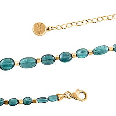 Certified & Appraised Iliana 18K Yellow Gold AAA Monte Belo Indicolite Beaded Graduation Necklace 18-20 Inches 42.00 ctw
