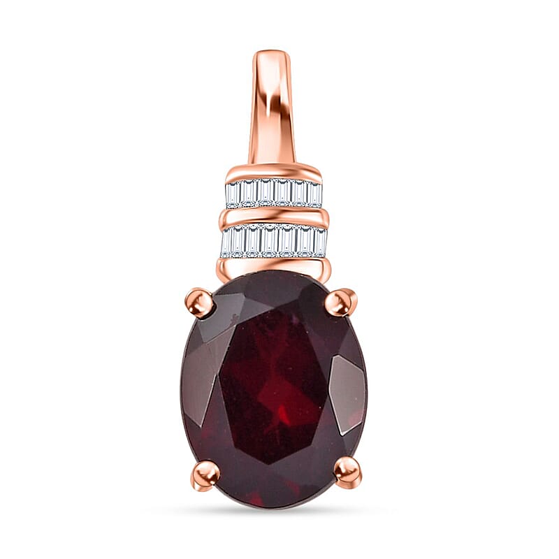 Luxoro 10K Rose Gold Premium Orissa Rhodolite Garnet and G-H I2 Diamond Pendant without Chain 3.00 ctw