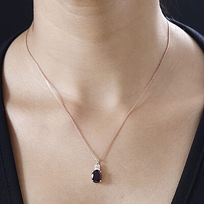 Luxoro 10K Rose Gold Premium Orissa Rhodolite Garnet and G-H I2 Diamond Pendant without Chain 3.00 ctw