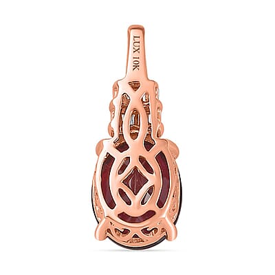 Luxoro 10K Rose Gold Premium Orissa Rhodolite Garnet and G-H I2 Diamond Pendant without Chain 3.00 ctw
