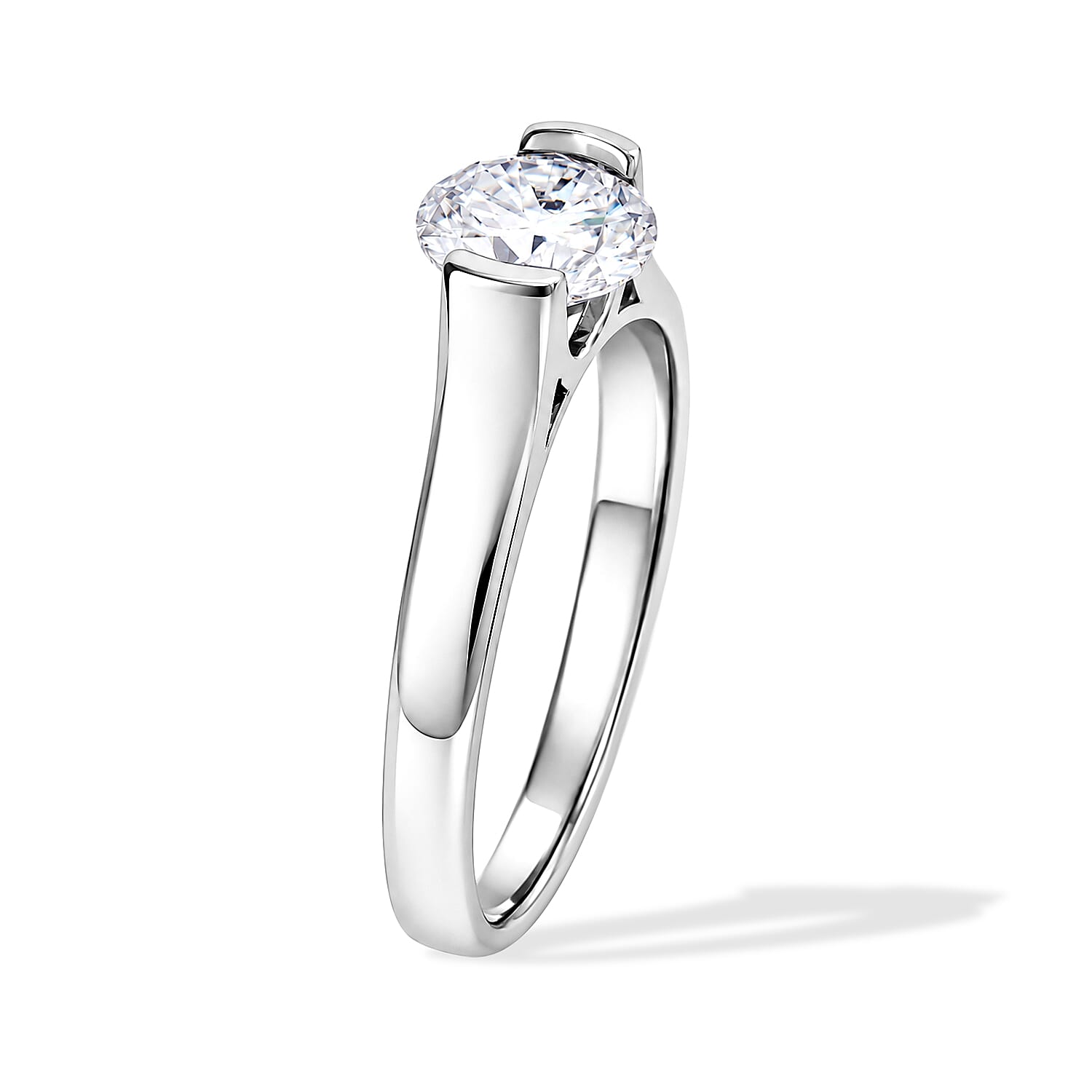 Moissanite 2.00 ctw Solitaire Ring in Platinum Over Sterling Silver (Size 11.5) (5 g)