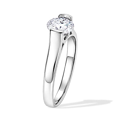 Moissanite 2.00 ctw Solitaire Ring in Platinum Over Sterling Silver (Size 11.5) (5 g)