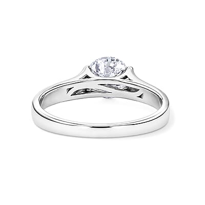 Moissanite 2.00 ctw Solitaire Ring in Platinum Over Sterling Silver (Size 11.5) (5 g)