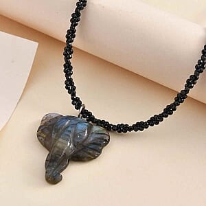 Labradorite and Thai Black Spinel 115.00 ctw Necklace