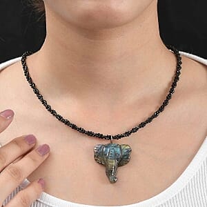 Labradorite and Thai Black Spinel 115.00 ctw Necklace