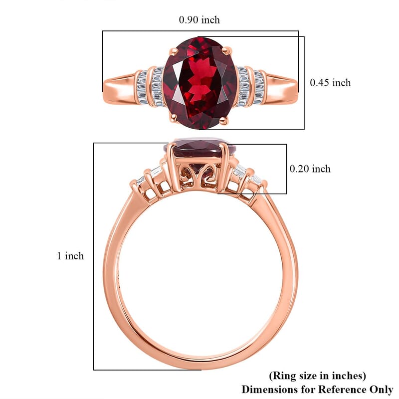 Luxoro 10K Rose Gold Premium Orissa Rhodolite Garnet and G-H I2 Diamond Statement Ring (Size 10.0) 3.10 ctw