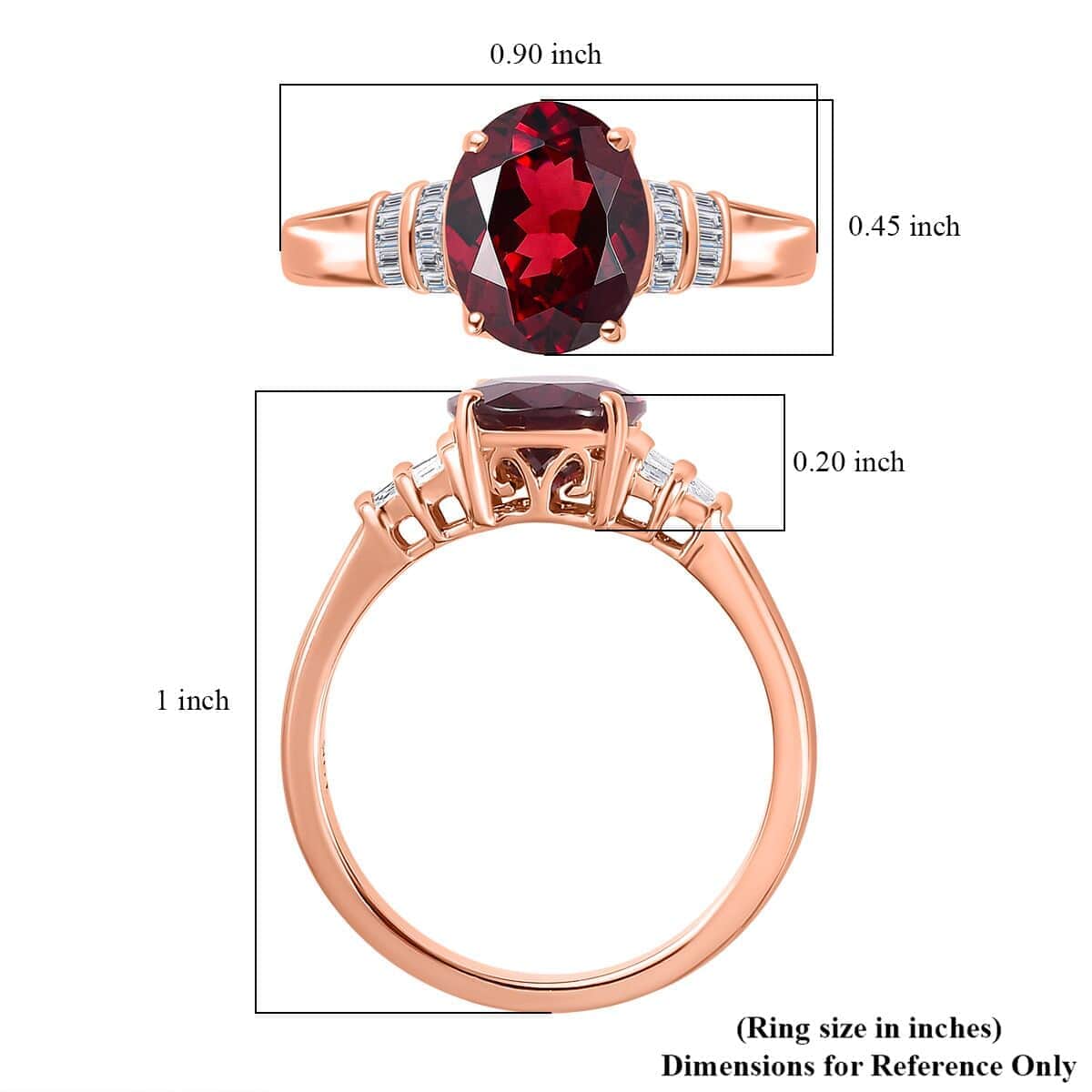 Luxoro 10K Rose Gold Premium Orissa Rhodolite Garnet and G-H I2 Diamond Ring (Size 6.0) 3.10 ctw image number 5