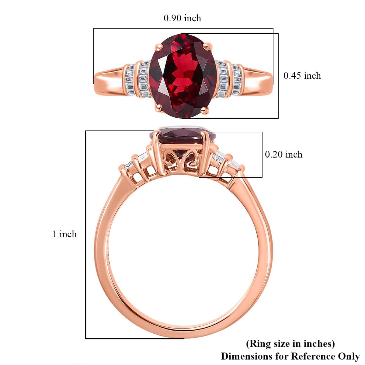 Luxoro 10K Rose Gold Premium Orissa Rhodolite Garnet and G-H I2 Diamond Statement Ring (Size 7.0) 3.10 ctw image number 5