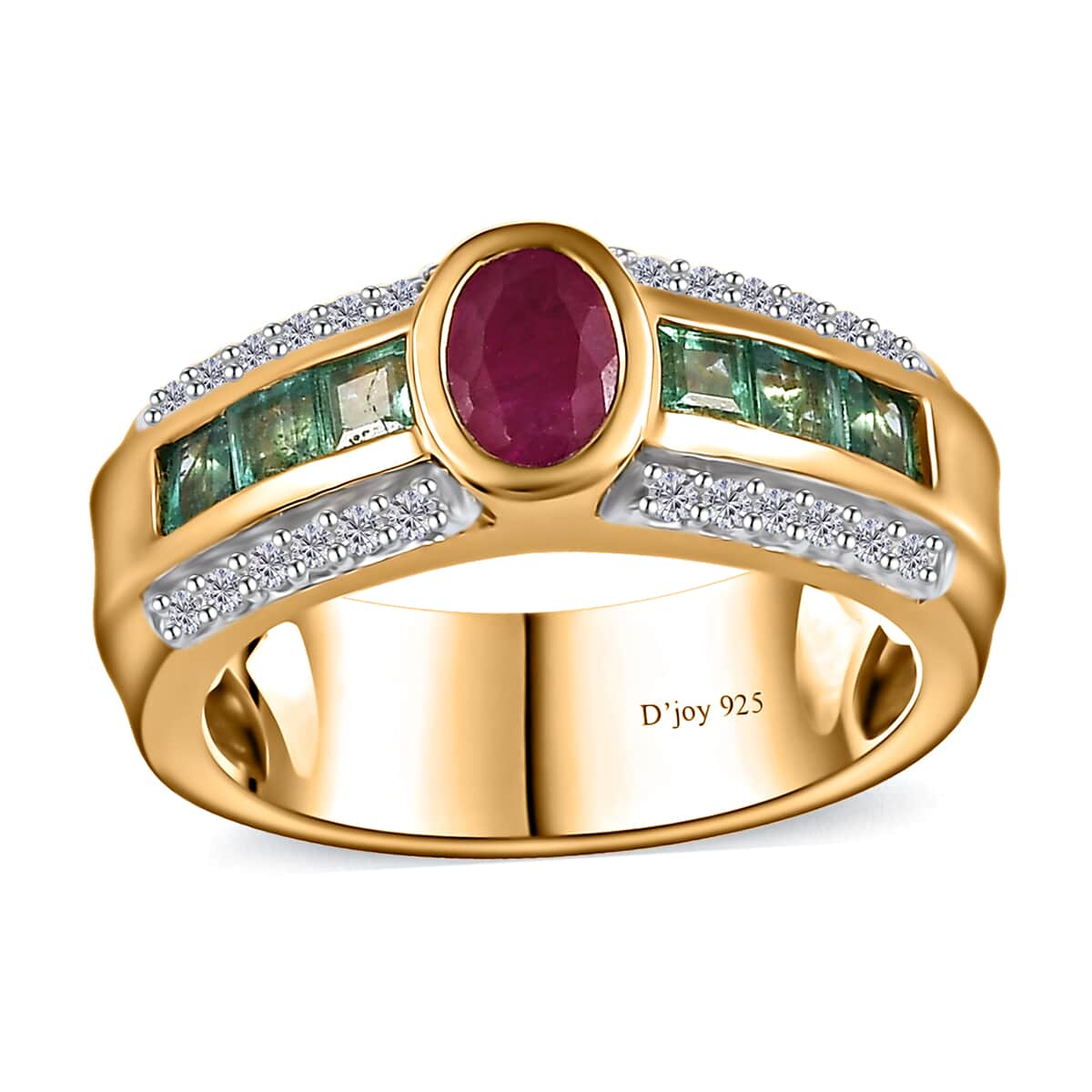Montepuez Ruby and Multi Gemstone Ring in Vermeil Yellow Gold Over Sterling Silver (Size 6.0) 1.40 ctw image number 0