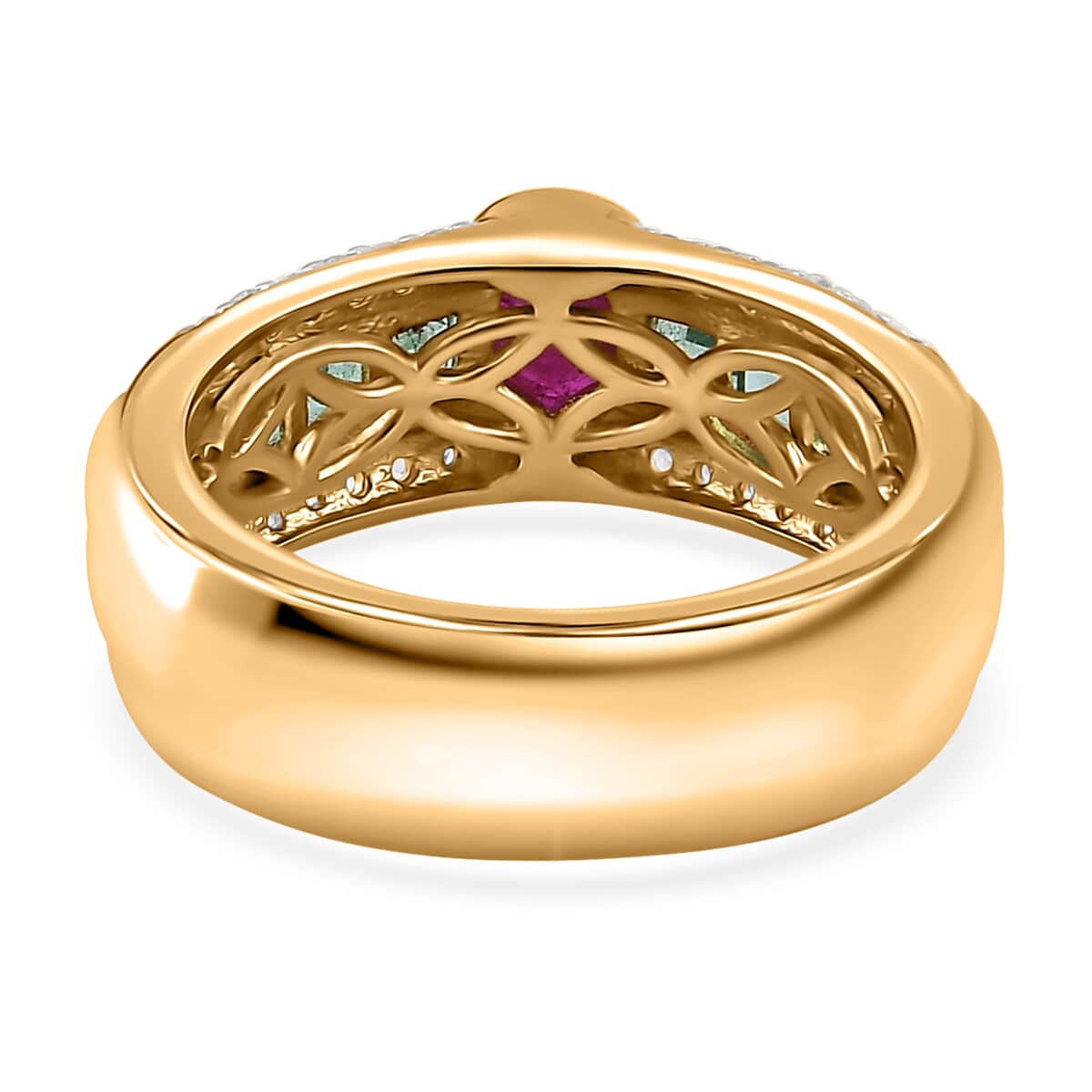 Montepuez Ruby and Multi Gemstone Ring in Vermeil Yellow Gold Over Sterling Silver (Size 6.0) 1.40 ctw image number 4