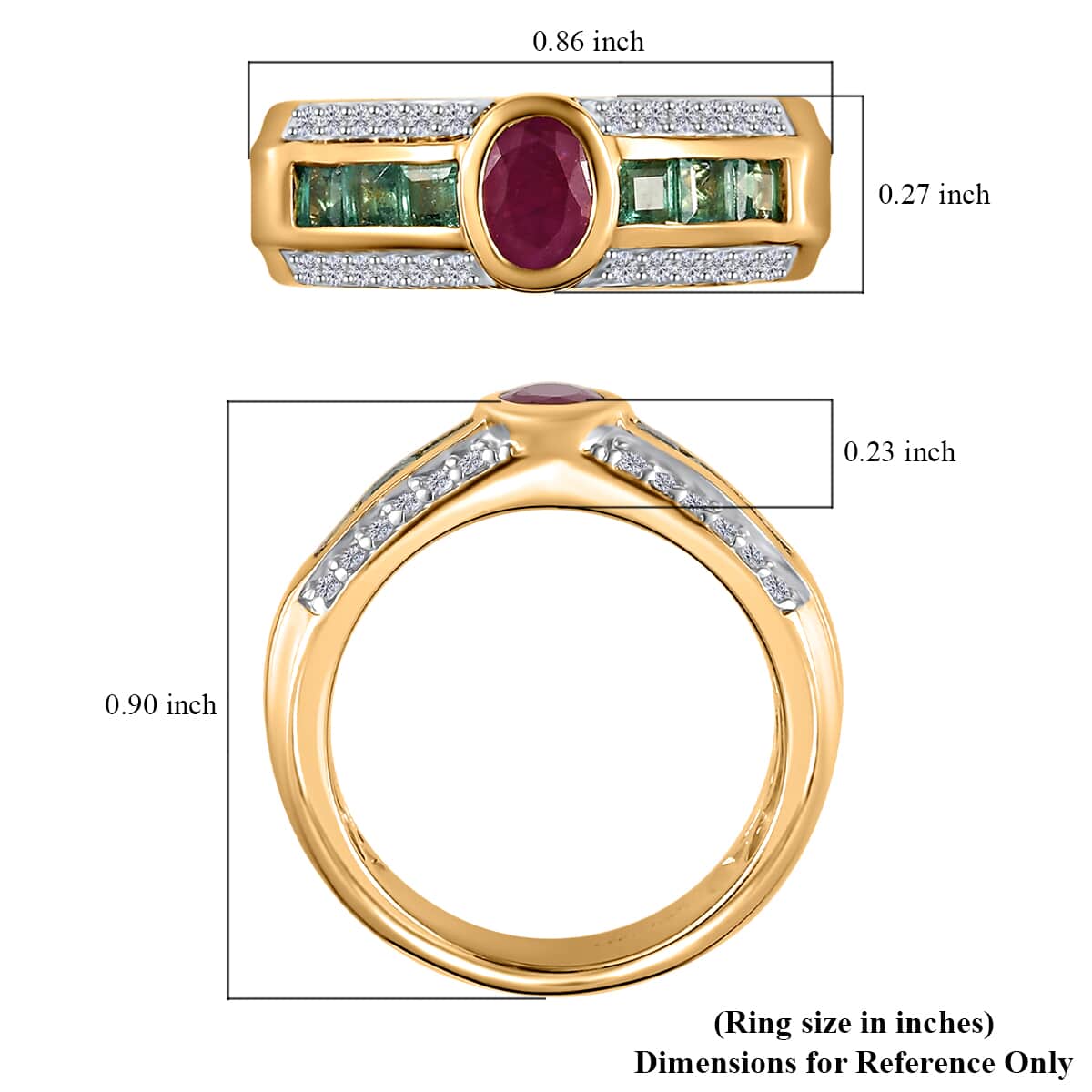 Montepuez Ruby and Multi Gemstone Ring in Vermeil Yellow Gold Over Sterling Silver (Size 6.0) 1.40 ctw image number 5