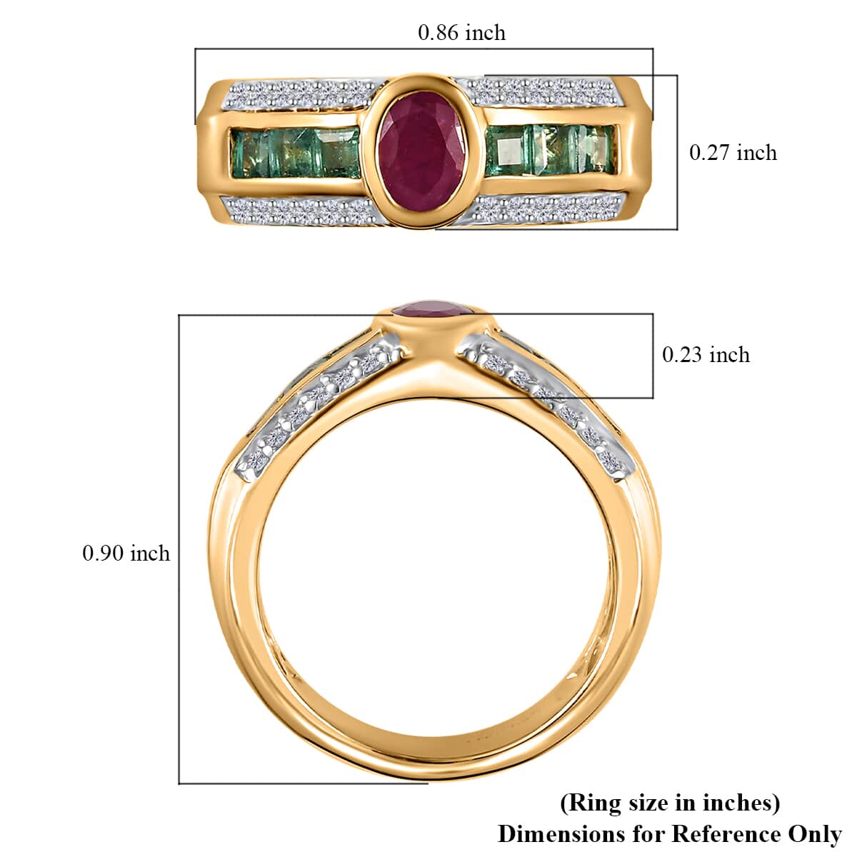 Montepuez Ruby and Multi Gemstone Ring in Vermeil Yellow Gold Over Sterling Silver (Size 9.0) 1.40 ctw image number 5