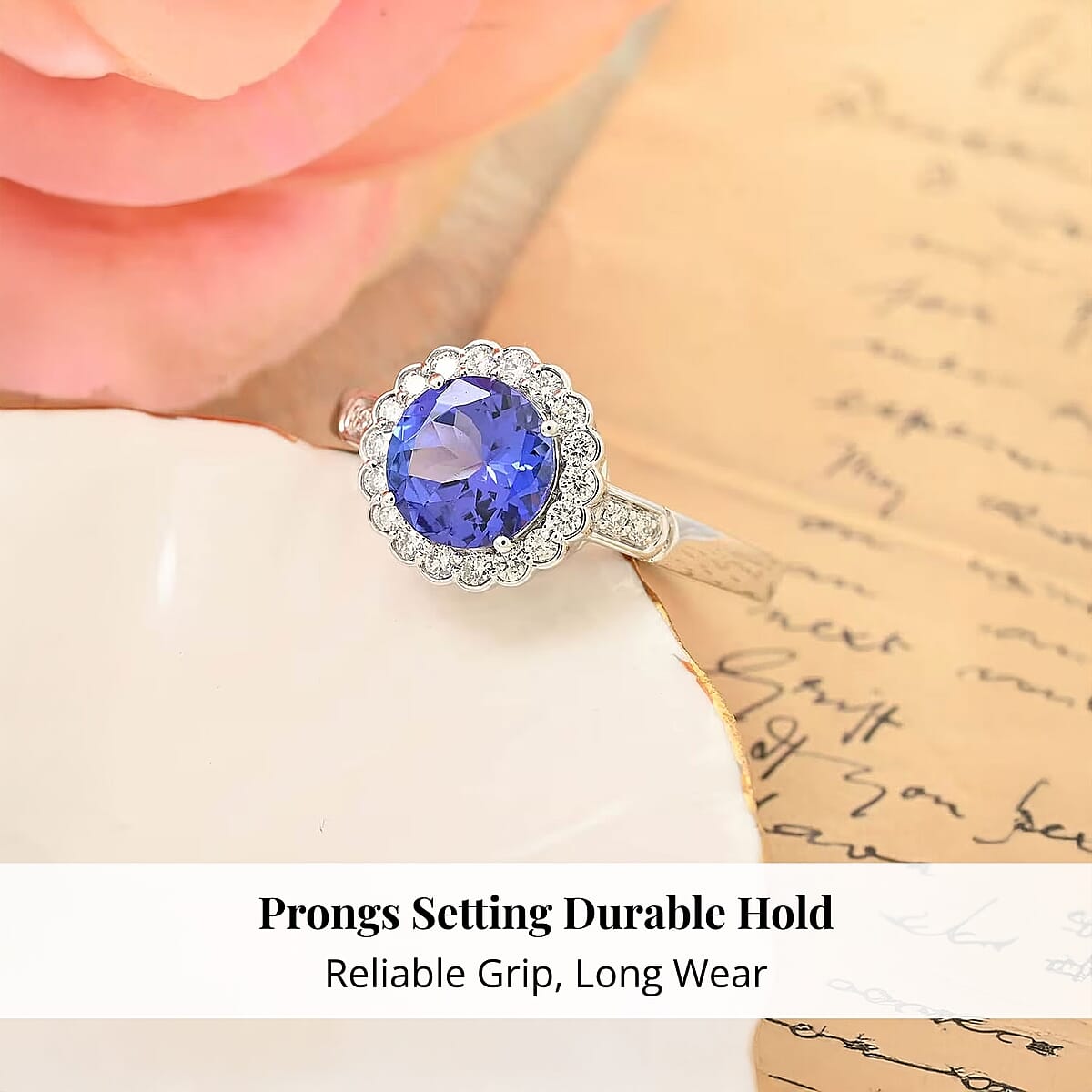 Certified & Appraised Rhapsody 950 Platinum AAAA Tanzanite, Diamond (E-F, VS) (0.32 cts) Ring (Size 10.5) (5.06 g) 2.10 ctw image number 3