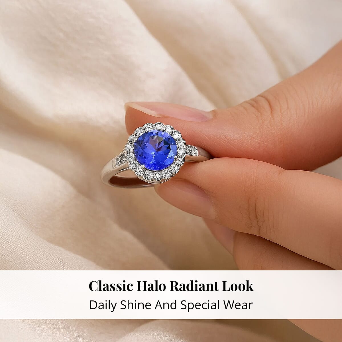 Certified & Appraised Rhapsody 950 Platinum AAAA Tanzanite, Diamond (E-F, VS) (0.32 cts) Ring (Size 10.5) (5.06 g) 2.10 ctw image number 4