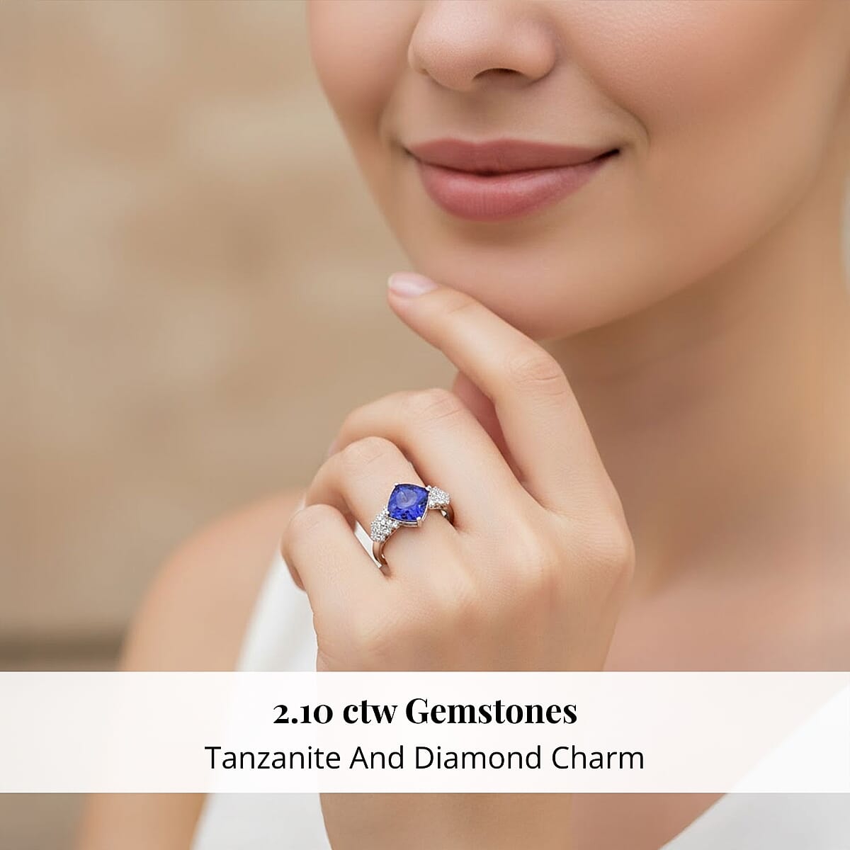 Certified & Appraised Rhapsody 950 Platinum AAAA Tanzanite, Diamond (E-F, VS) (0.32 cts) Ring (Size 11.0) (5.06 g) 2.10 ctw image number 1