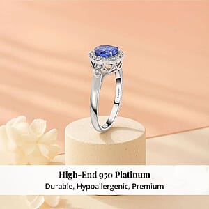 Certified & Appraised Rhapsody 950 Platinum AAAA Tanzanite, Diamond (E-F, VS) (0.32 cts) Ring (Size 11.0) (5.06 g) 2.10 ctw