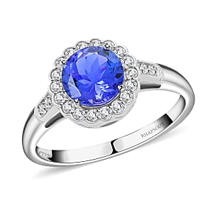 Certified & Appraised Rhapsody 950 Platinum AAAA Tanzanite, Diamond (E-F, VS) (0.32 cts) Ring (Size 5.5) (5.06 g) 2.10 ctw