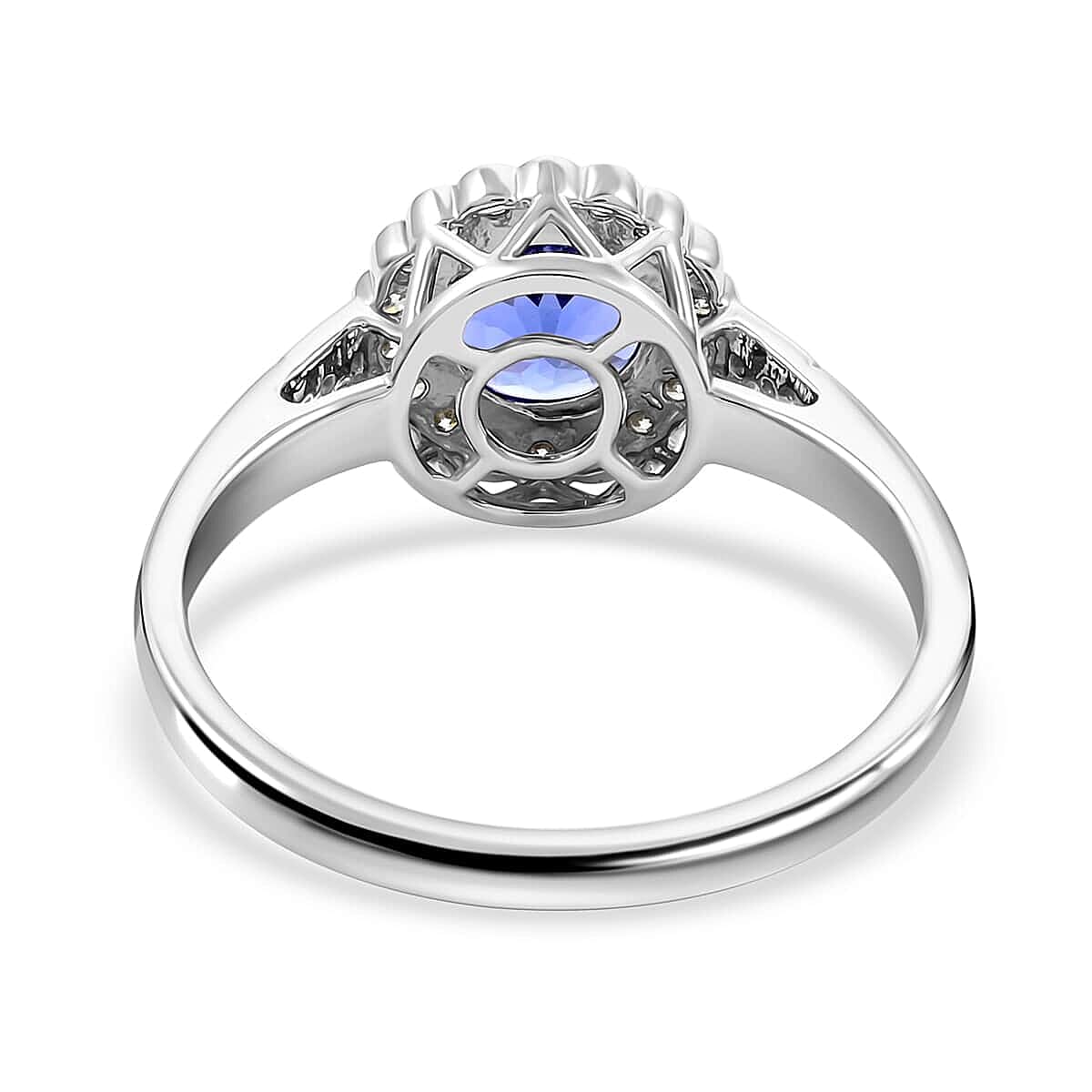 Certified & Appraised Rhapsody 950 Platinum AAAA Tanzanite, Diamond (E-F, VS) (0.32 cts) Ring (Size 5.5) (5.06 g) 2.10 ctw image number 4