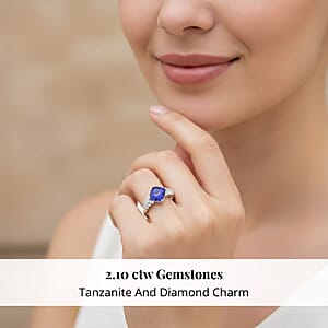 Certified & Appraised Rhapsody 950 Platinum AAAA Tanzanite, Diamond (E-F, VS) (0.32 cts) Ring (Size 7.5) (5.06 g) 2.10 ctw