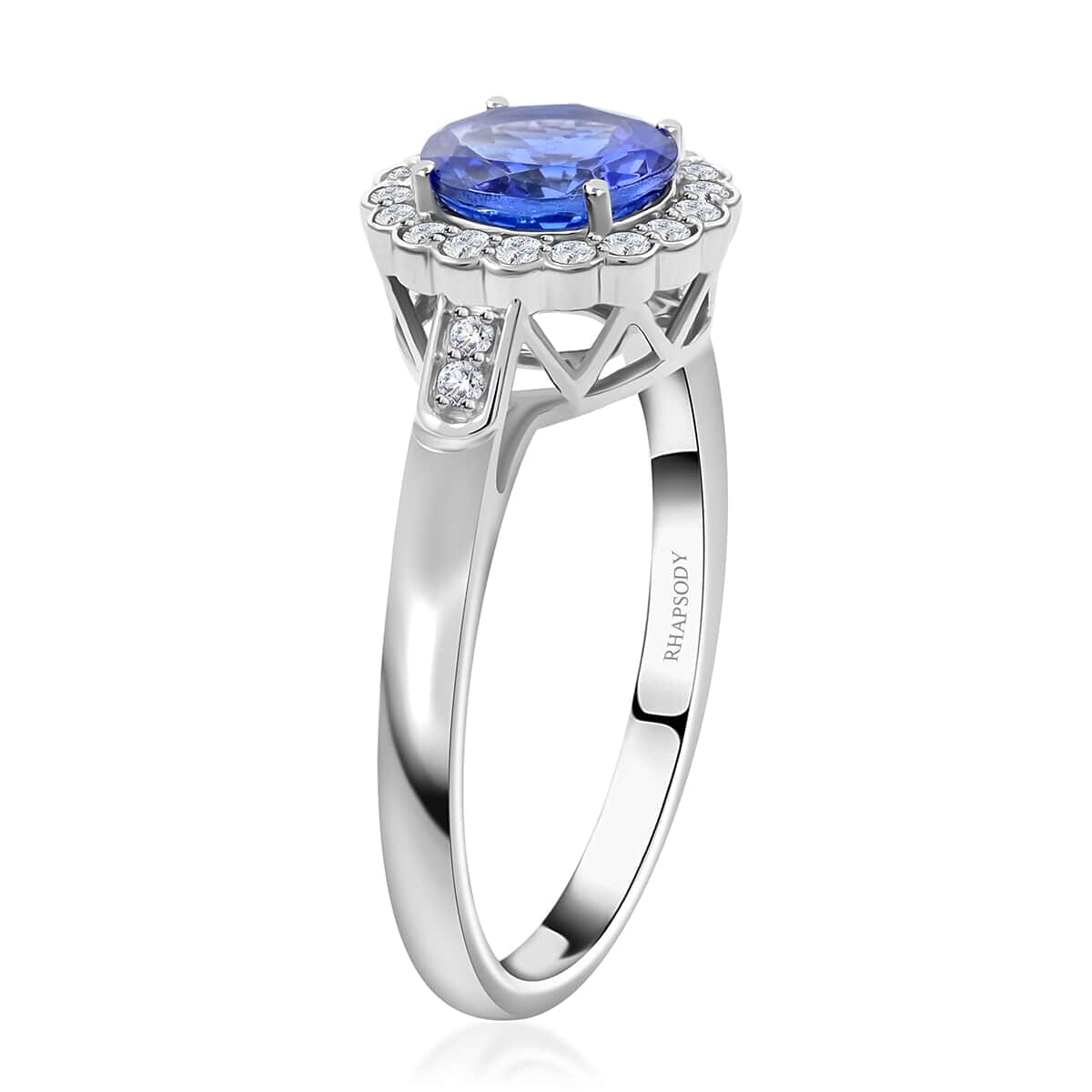 Certified & Appraised Rhapsody 950 Platinum AAAA Tanzanite, Diamond (E-F, VS) (0.32 cts) Ring (Size 8.5) (5.06 g) 2.10 ctw image number 3
