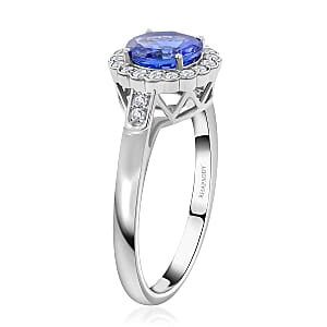 Certified & Appraised Rhapsody 950 Platinum AAAA Tanzanite, Diamond (E-F, VS) (0.32 cts) Ring (Size 9.5) (5.06 g) 2.10 ctw