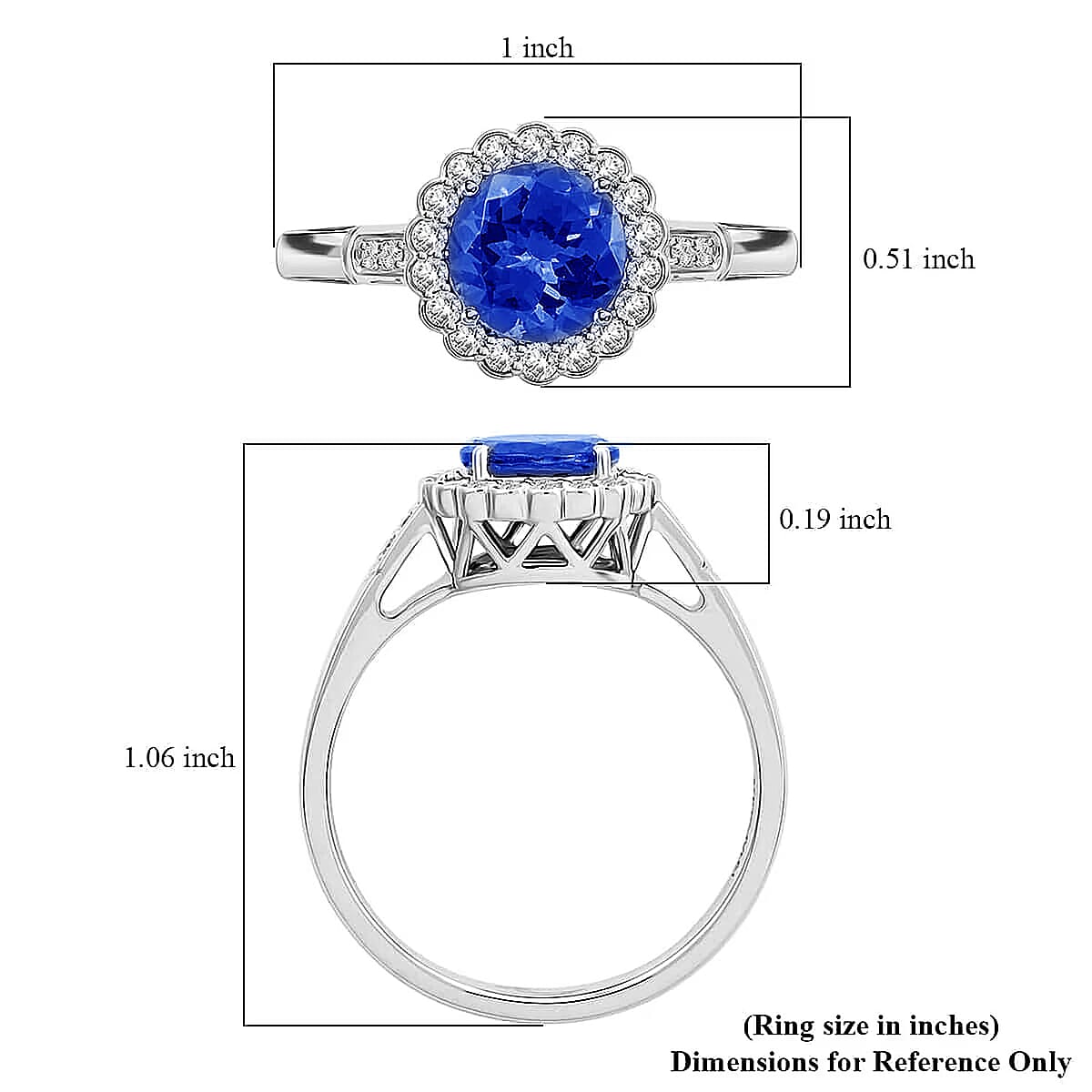 Certified & Appraised Rhapsody 950 Platinum AAAA Tanzanite, Diamond (E-F, VS) (0.32 cts) Ring (Size 9.5) (5.06 g) 2.10 ctw image number 5