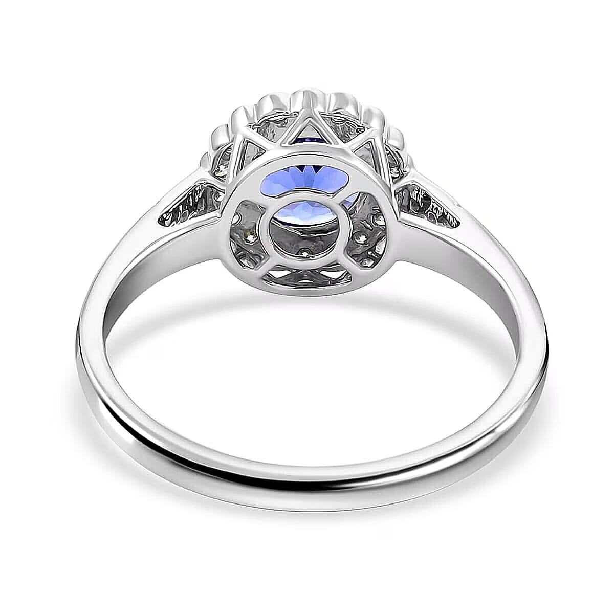 Certified & Appraised Rhapsody 950 Platinum AAAA Tanzanite, Diamond (E-F, VS) (0.32 cts) Ring (Size 9.5) (5.06 g) 2.10 ctw image number 6
