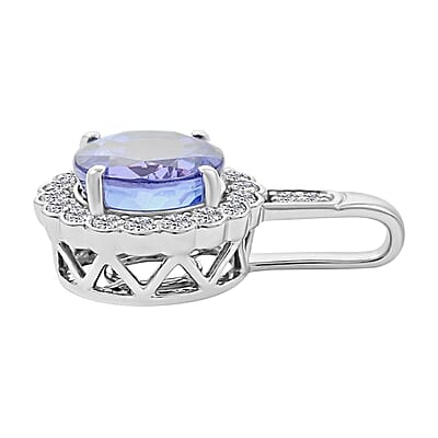 Certified & Appraised Rhapsody 950 Platinum AAAA Tanzanite and E-F VS Diamond Halo Pendant 2.05 ctw