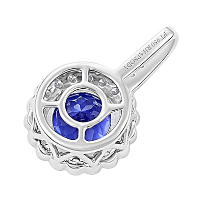 Certified & Appraised Rhapsody 950 Platinum AAAA Tanzanite and E-F VS Diamond Halo Pendant 2.05 ctw