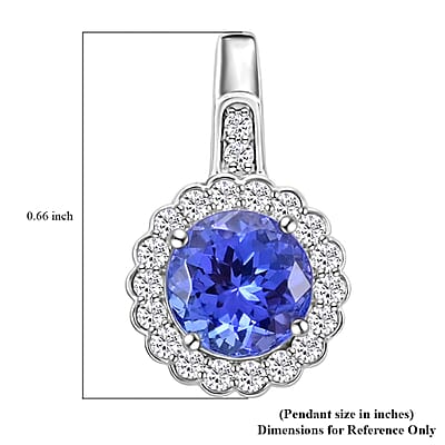 Certified & Appraised Rhapsody 950 Platinum AAAA Tanzanite and E-F VS Diamond Halo Pendant 2.05 ctw