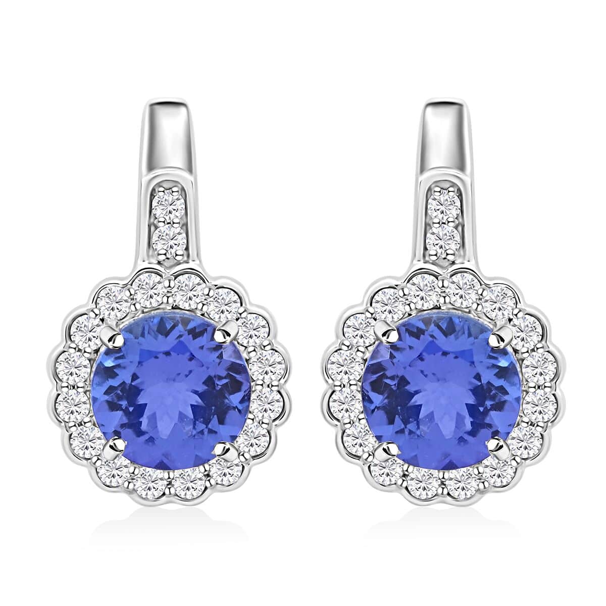 Certified & Appraised Rhapsody 950 Platinum AAAA Tanzanite and E-F VS Diamond Earrings 2.20 ctw image number 0