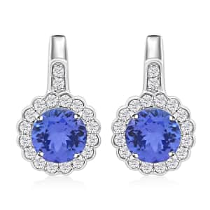 Certified & Appraised Rhapsody 950 Platinum AAAA Tanzanite and E-F VS Diamond Earrings 2.20 ctw