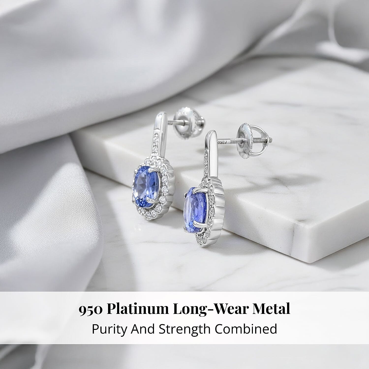 Certified & Appraised Rhapsody 950 Platinum AAAA Tanzanite and E-F VS Diamond Earrings 2.20 ctw