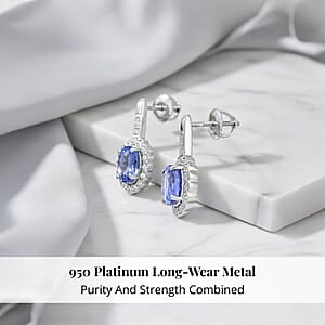 Certified & Appraised Rhapsody 950 Platinum AAAA Tanzanite and E-F VS Diamond Earrings 2.20 ctw