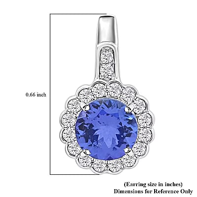 Certified & Appraised Rhapsody 950 Platinum AAAA Tanzanite and E-F VS Diamond Earrings 2.20 ctw