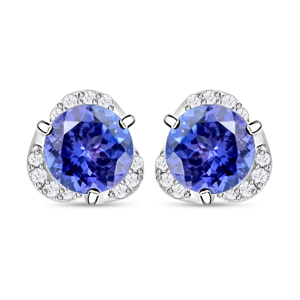 Certified & Appraised Rhapsody 950 Platinum AAAA Tanzanite and E-F VS Diamond Stud Earrings 2.00 ctw image number 0