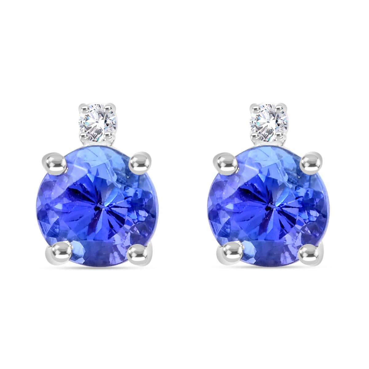 Certified & Appraised Rhapsody 950 Platinum AAAA Tanzanite and E-F VS Diamond Earrings 1.35 ctw image number 0