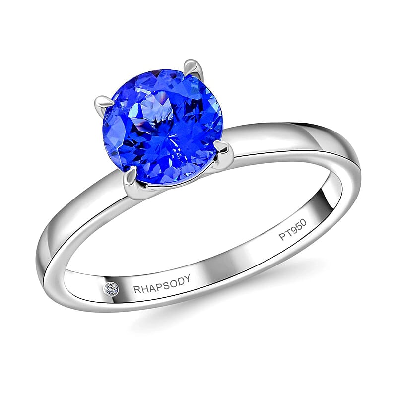 Certified & Appraised Rhapsody AAAA Tanzanite and E-F VS Diamond 1.45 ctw Ringin 950 Platinum (Size 10.0) 4.85 Grams