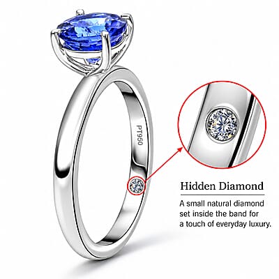 Certified & Appraised Rhapsody AAAA Tanzanite and E-F VS Diamond 1.45 ctw Ringin 950 Platinum (Size 10.0) 4.85 Grams
