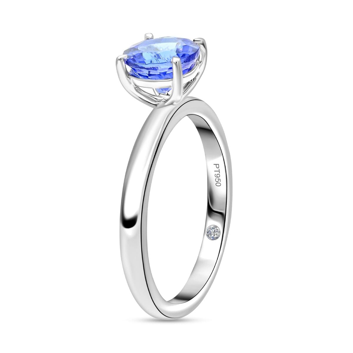 Certified & Appraised Rhapsody AAAA Tanzanite and E-F VS Diamond 1.45 ctw Ringin 950 Platinum (Size 7.5) 4.85 Grams image number 3