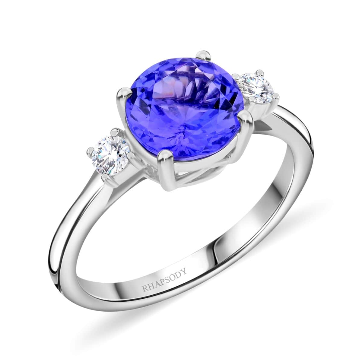 Certified & Appraised Rhapsody AAAA Tanzanite and E-F VS Diamond 2.00 ctw Ring in 950 Platinum (Size 6.0) 4.54 Grams image number 0