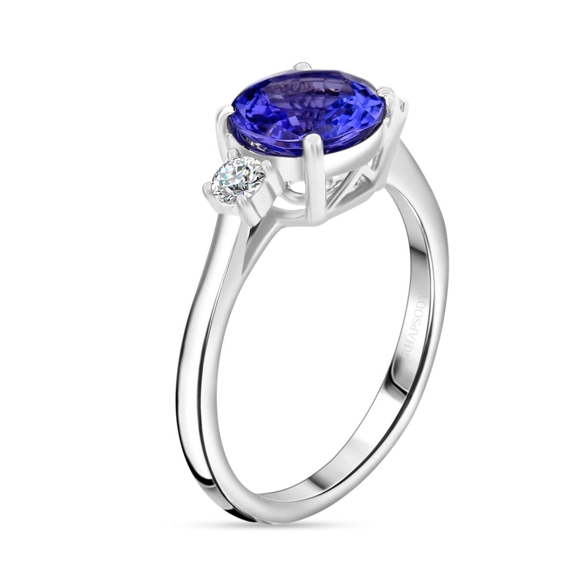 Certified & Appraised Rhapsody 950 Platinum AAAA Tanzanite and E-F VS Diamond Ring (Size 6.0) 4.54 Grams 2.00 ctw image number 3