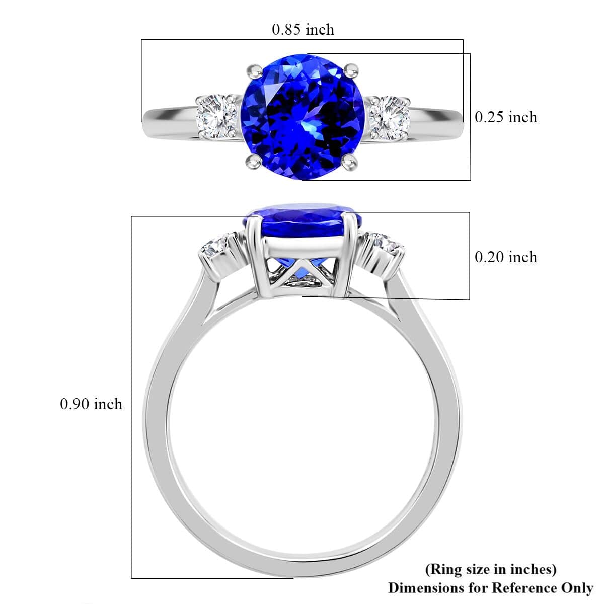 Certified & Appraised Rhapsody AAAA Tanzanite and E-F VS Diamond 2.00 ctw Ring in 950 Platinum (Size 7.0) 4.54 Grams image number 5