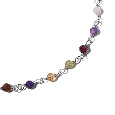 Multi Gemstone 6.00 ctw Bracelet in Rhodium Over Sterling Silver (7.50 In)
