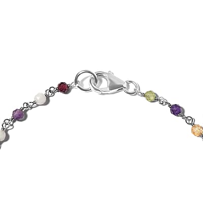 Multi Gemstone 6.00 ctw Bracelet in Rhodium Over Sterling Silver (7.50 In)
