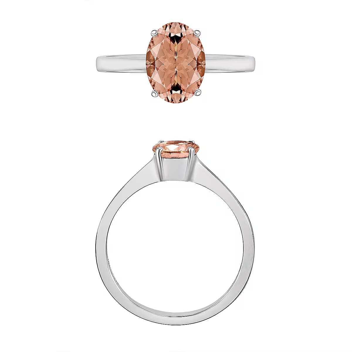 Rhapsody AAAA Pink Morganite Ring in 950 Platinum (Size 4.0) 5.50 Grams 1.40 ctw image number 3