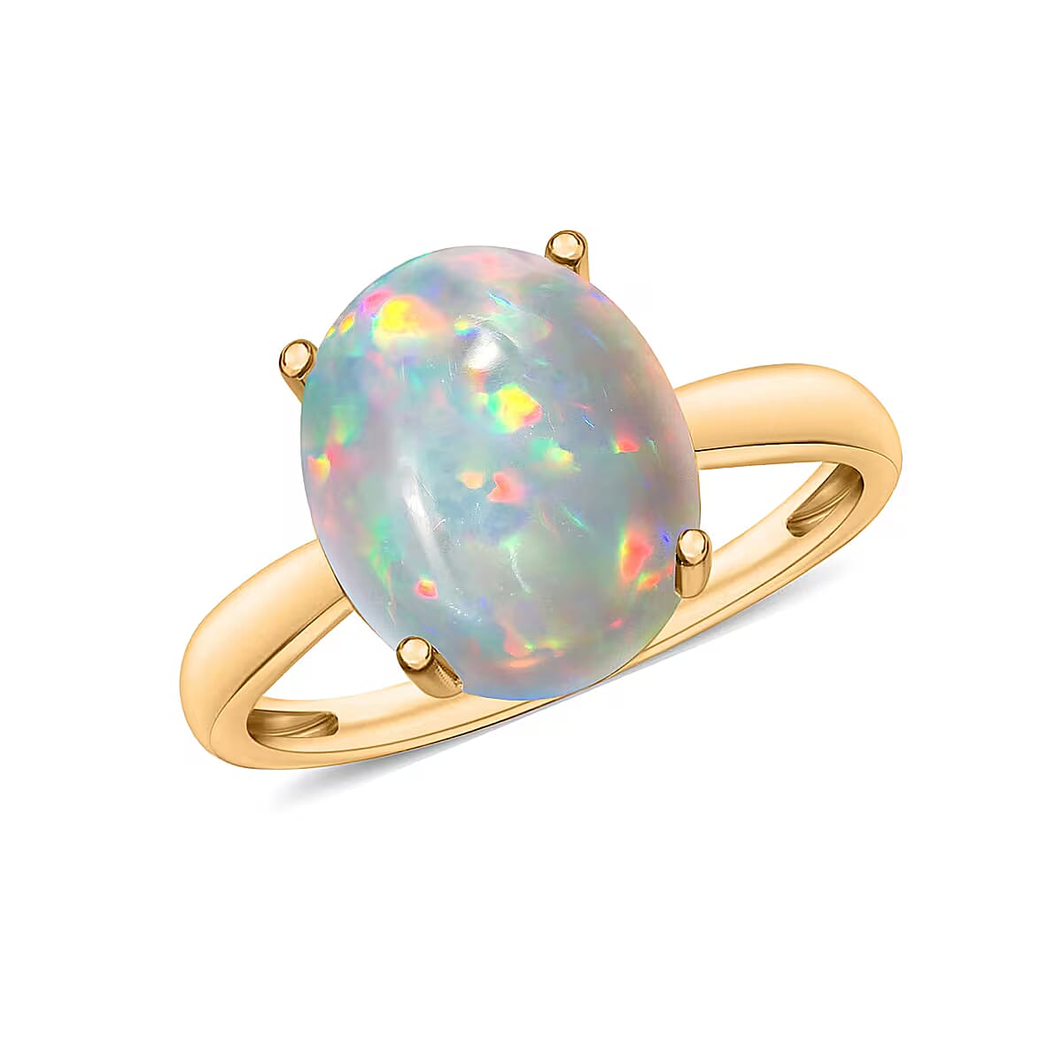 Luxoro Premium Ethiopian Welo Opal Solitaire Ring in 14K Yellow Gold (Size 8.0) 3.40 ctw image number 0
