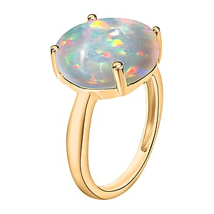 Luxoro Premium Ethiopian Welo Opal Solitaire Ring in 14K Yellow Gold (Size 8.0) 3.40 ctw (Del. in 10-12 Days)